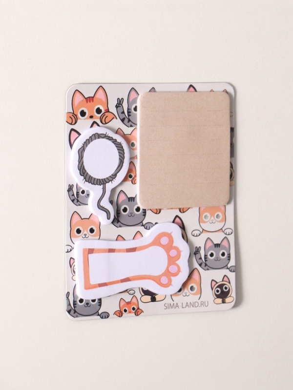 Магнит с блоком для записей и стикерами "Котики" 10х12 см