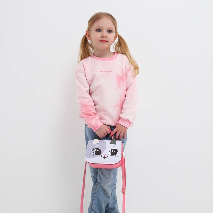 Сумка детская для девочки &laquo;Кошечка&raquo;, с ушками, цвет белый/розовый, 16х6,5х12 см