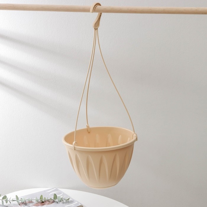 Кашпо для цветов подвесное &laquo;Алиция&raquo;, 4,3 л, с поддоном, цвет белая глина