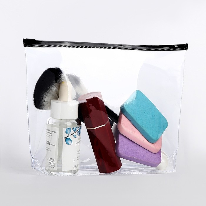 Косметичка с застёжкой зип-лок, цвет прозрачный/чёрный Косметичка с застёжкой зип-лок, цвет прозрачный/чёрный