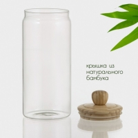 Банка стеклянная для хранения сыпучих продуктов Bella Tenero &laquo;Эко&raquo;, 1,4 л, 10&times;25,5 см, с бамбуковой крышкой
