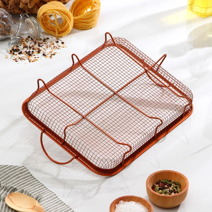 Противень &laquo;Прима. Гриль&raquo;, 35&times;25 см, с решёткой, антипригарное покрытие, цвет коричневый