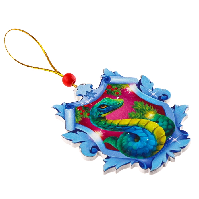 Ёлочная игрушка - подвеска деревянная &laquo;Новый год! Змея в снежинке&raquo;, символ года 2025