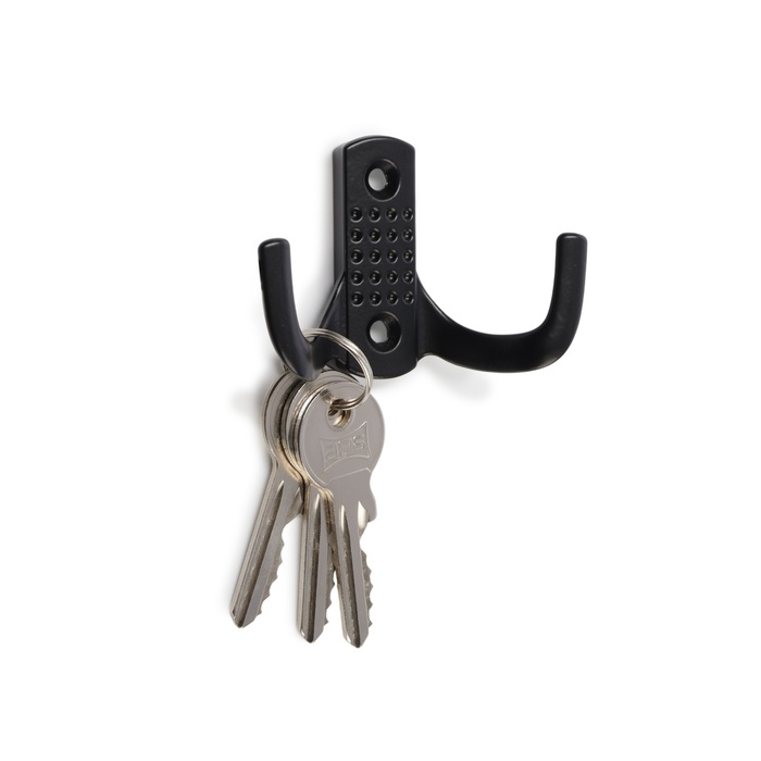 Крючок мебельный ТУНДРА TKD011BL, двухрожковый, цвет черный