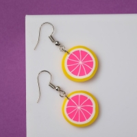 Серьги ассорти &laquo;Вкусняшки&raquo; яркий цитрус, цвет жёлто-розовый в серебре
