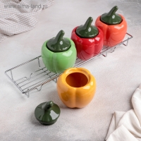 Набор банок керамических для сыпучих продуктов на металлической подставке &laquo;Перцы&raquo;, 4 предмета: 400 мл