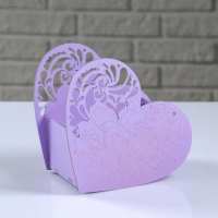 Кашпо деревянное "Сердце ажурное", сиреневый, 18&times;8.6&times;14 см