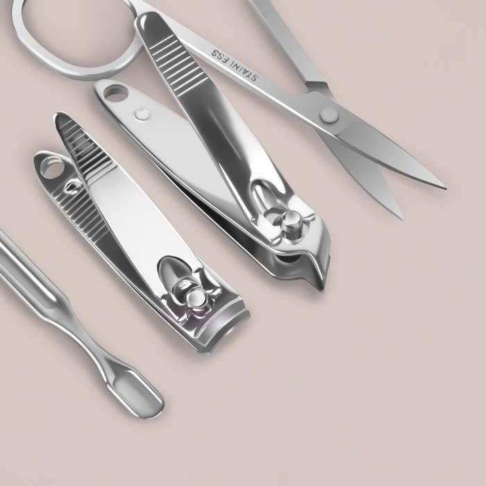 Набор маникюрный &laquo;TOUCH&raquo;, 7 предметов, PVC - чехол, цвет голубой