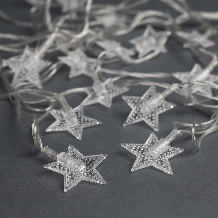 Гирлянда &laquo;Нить&raquo; 5 м с насадками &laquo;Звезда в крапинку&raquo;, IP20, прозрачная нить, 20 LED, свечение мульти (RG/RB), мигание, 220 В