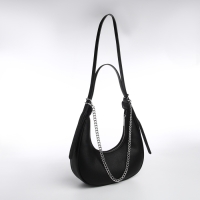 Сумка женская хобо на молнии TEXTURA, средний размер, цвет чёрный