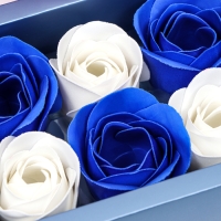 Мыльные розочки, белые и синие, набор 6 шт.