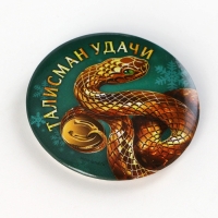 Магнит новогодний закатной &laquo;Новый год: С Новым удачным годом&raquo;, диам. 5 см