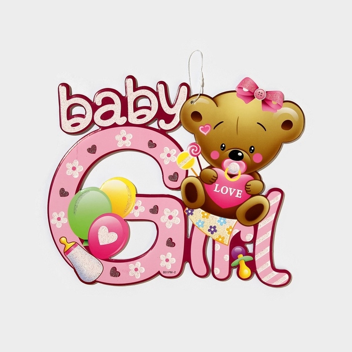 Декоративное украшение (подвеска) "Baby Girl" 30х25 см, цв. розовый