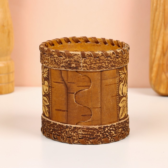 Туес для специй &laquo;Ягоды&raquo;, специи, 8х8х9 см, береста