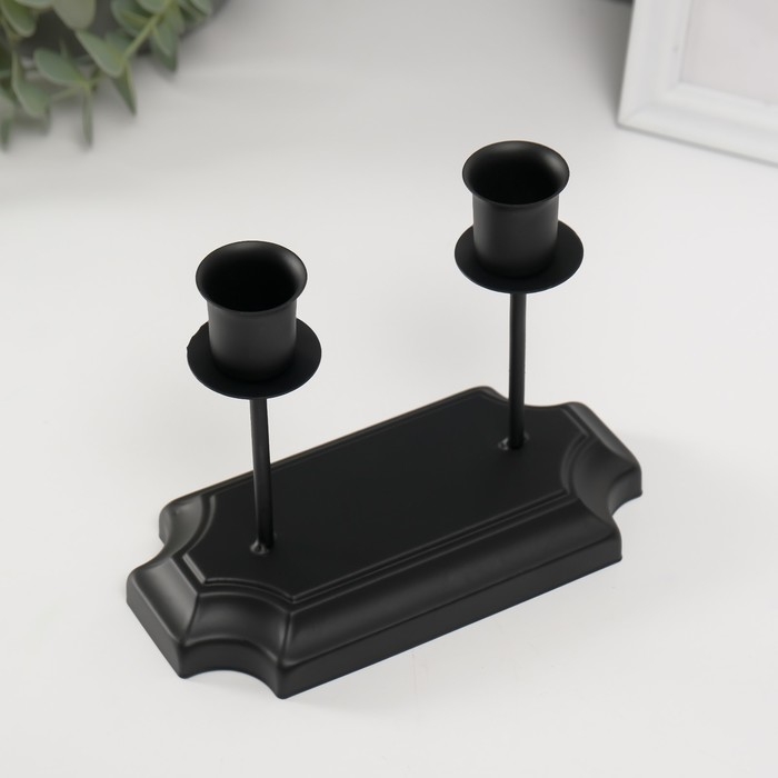 Подсвечник металл на 2 свечи "Аристотель" чёрный d=2,5 см 8х16х12 см