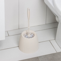 Ёршик для унитаза с подставкой &laquo;Вязаное плетение&raquo;, 15&times;15&times;37 см, цвет бежевый