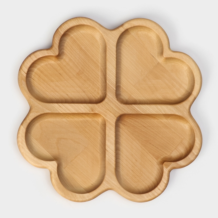 Менажница деревянная авторская Adelica &laquo;Сердце&raquo;, 22&times;22&times;1,8 см, пропитана минеральным маслом, берёза