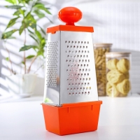 Тёрка Доляна &laquo;Комфорт&raquo;, 4 грани, с контейнером 450 мл, ручка круглая, 28&times;12&times;9 см, цвет МИКС