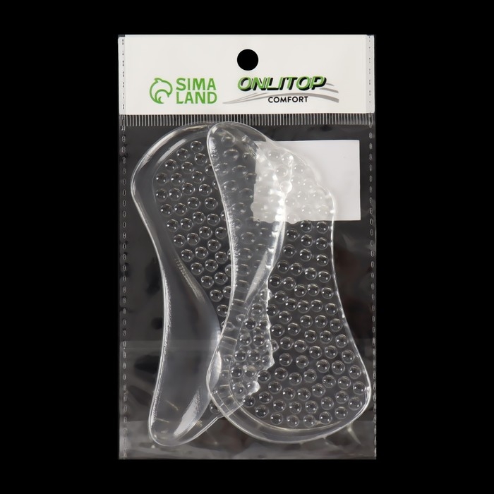 Полустельки для обуви, с супинатором, массажные, на клеевой основе, силиконовые, 12 &times; 6 см, пара, цвет прозрачный
