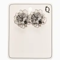 Серьги "Цветок ажурный воздушный", цвет прозрачный серый с блестками