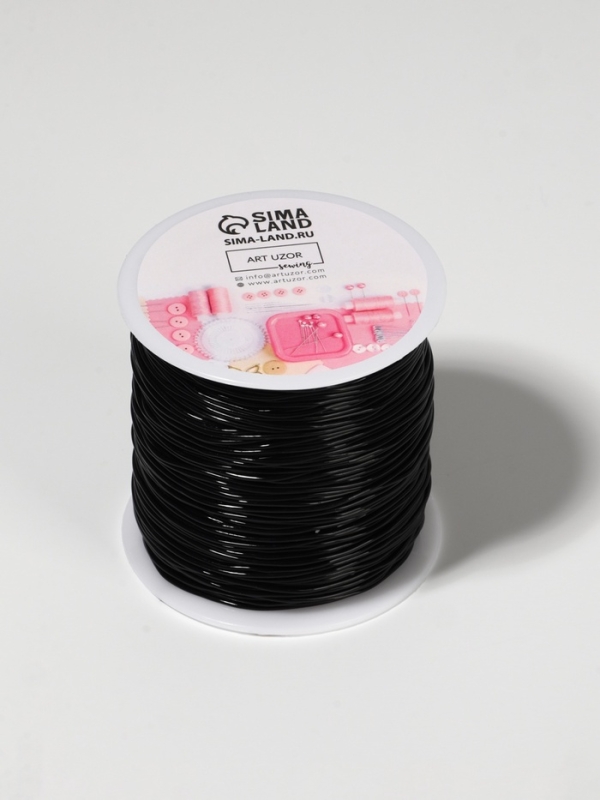 Нить для плетения 100&plusmn;1м d1мм эластичная силикон чёрный АУ
