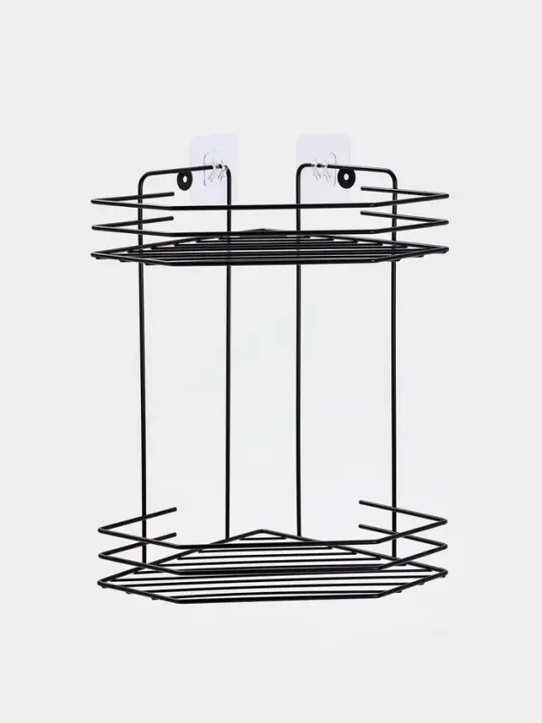 Полка для ванной угловая 2-х ярусная 20,5*20,5*31,5 см, цвет черный