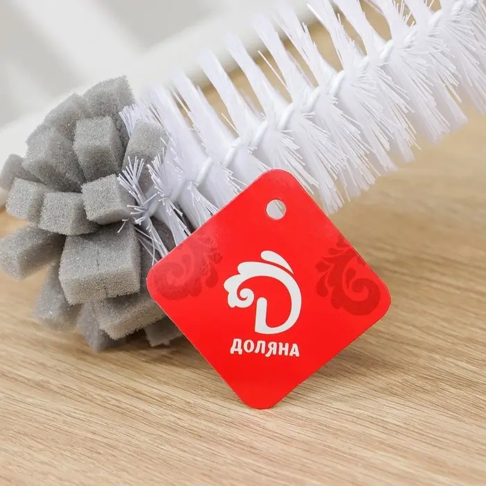 Ёрш для посуды Доляна Meli, 34&times;6 см, с поролоном, бамбуковая ручка, замшевая петелька