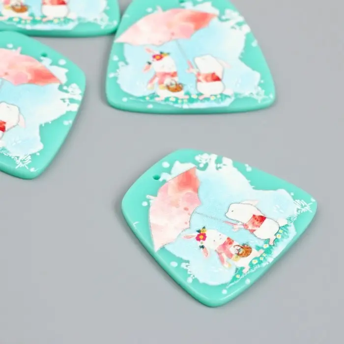 Декор для творчества акрил "Зайчата под зонтом" 0,2х3,7х3,4 см