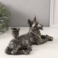 Подсвечник полистоун на 1 свечу "Шарж. Овчарка" под бронзу 28х10,8х13 см