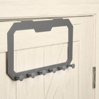 Вешалка ТУНДРА TVS002, металлическая, шестирожковая, самоклеящаяся, цвет серый