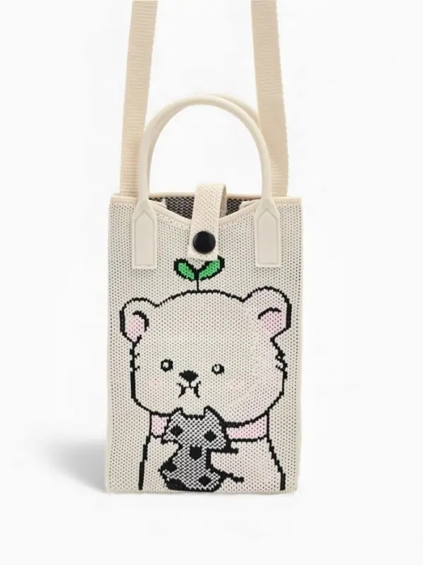 Сумка подр Мишка, 12*4*17, отд на кнопке, дл ремень, белый