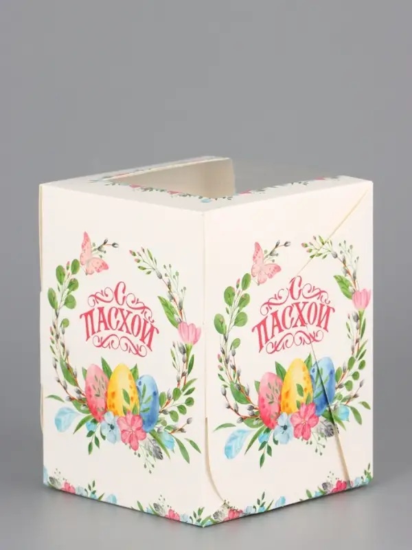 Коробка подарочная пасхальная с окном &laquo;Пасхальный венок&raquo; 9.5&times;9.5&times;12.5 см
