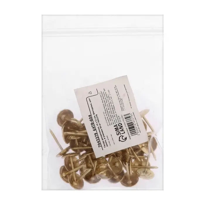 Гвозди ТУНДРА, декоративные, обивочные, фактурные, 11&times;16 мм, золото, фасовка 50 шт.