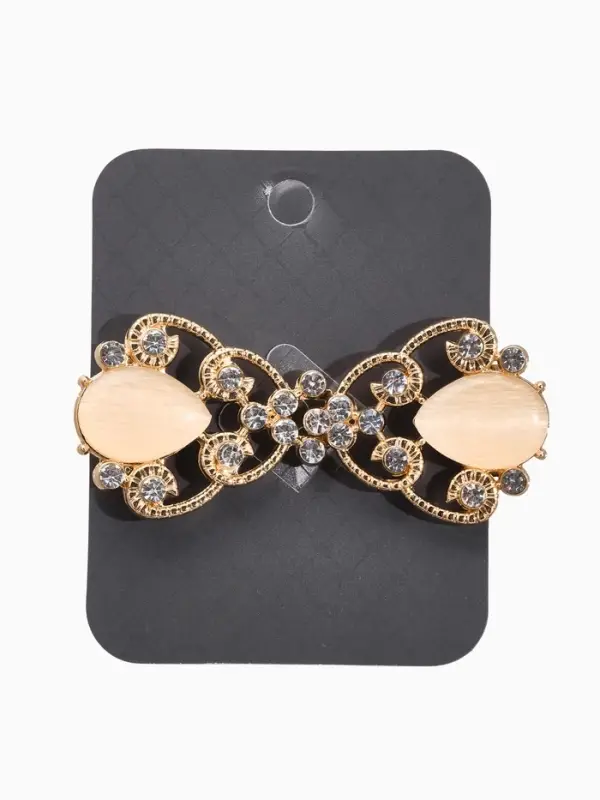 Зажим для кардигана "Ажур", винтаж, цвет белый в золоте