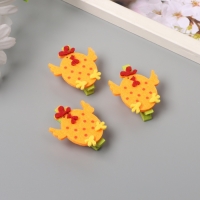 Декор для творчества дерево, фетр "Прищепка. Петушок-яйцо" набор 3 шт 1,8х4х4,8 см