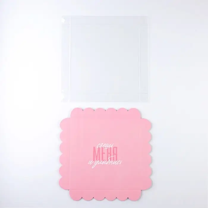 Коробка для печенья, кондитерская упаковка с пластиковой крышкой, &laquo;Съешь меня и улыбнись&raquo;, 21 х 21 х 3 см