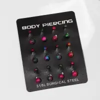 Пирсинг в пупок &laquo;Планета&raquo;, штанга L=1 см, МИКС в серебре (неделимая фасовка 12 шт., цена за шт.)