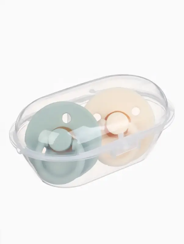 Набор классических пустышек, 2 шт., латекс, цв.айвори/зеленый, в контейнере, от 0 +., M&B