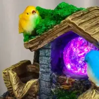 Фонтан "Птички на крыше" 24х15х12 см (с подсветкой)