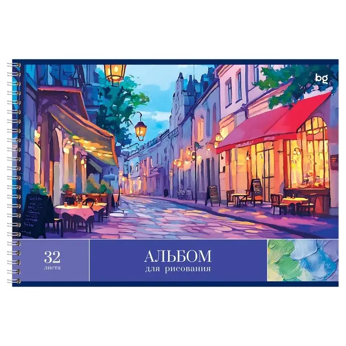 Альбом для рисования А4, 32 листа на гребне, BG &laquo;Пейзажи&raquo;, обложка мелованный картон МИКС
