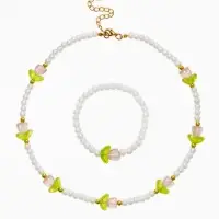 Комплект детский &laquo;Выбражулька. Тюльпаны и жемчуг&raquo;, 2 предмета: бусы, браслет, бело-розовый