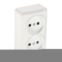 Розетка двухместная Luazon Lighting "СПБ", 10 А, без з/к, белая