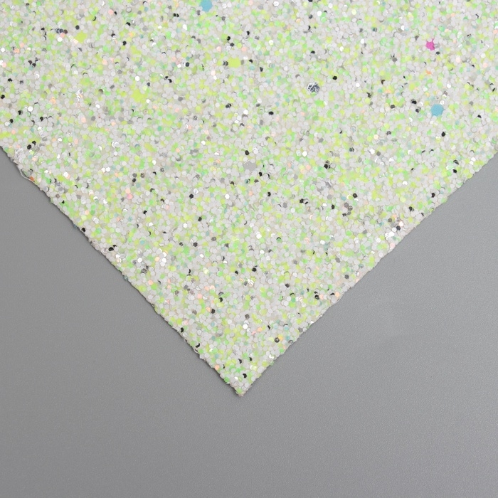Лист для творчества иск.кожа "Блёстки" бело-зелёный лист 33х20 см толщина 1,6 мм
