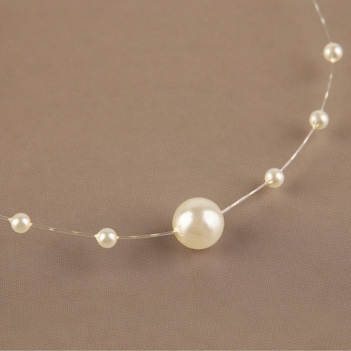 Жемчуг на леске, 3/8 мм, 9 &plusmn; 0,5 м, цвет молочный