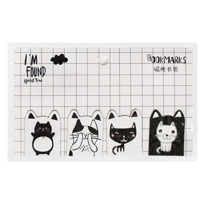 Набор магнитных закладок для книг Calligrata 4 штуки, "Кошки", МИКС