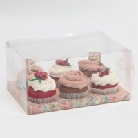 Коробка для капкейка &laquo;Зимние цветы&raquo;, 23 х 16 х 11.5 см, Новый год