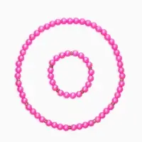 Набор детский &laquo;Выбражулька&raquo; 2 предмета: бусы, браслет, жемчуг стразы, цвет ярко-розовый