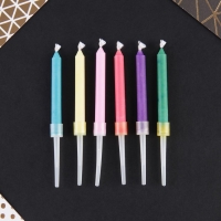 Свечи для торта с цветным пламенем &laquo;С Днем Рождения&raquo;, 6 шт., 8,6 х 0,6 см