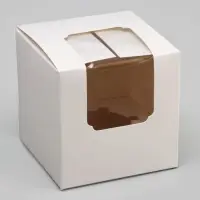 Коробка для капкейка, без ручек, белая, 9&times;9&times;9 см