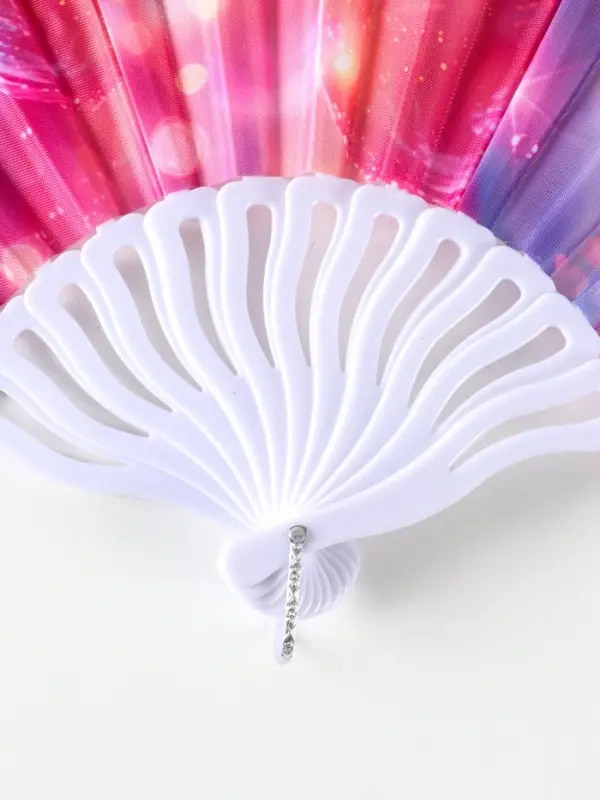 Веер пластик, текстиль "Пузырьки" МИКС 23 см